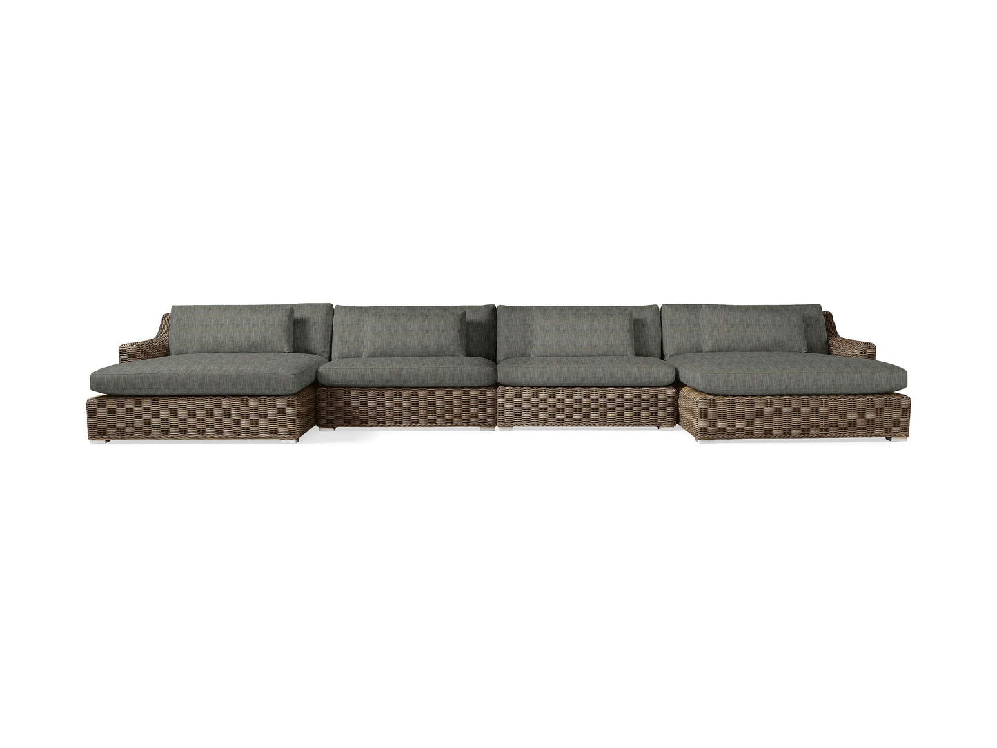 Montauk Outdoor Four Piece Double Chaise Sectional in Weathered Natural